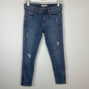 Banana Republic Distressed Skin Crop Zip Jeans